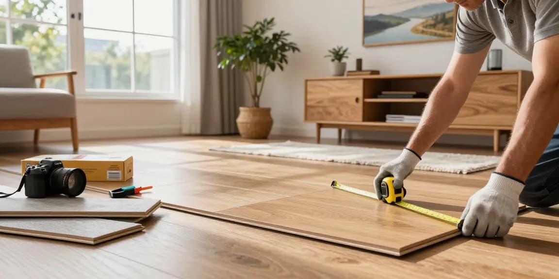 Acoustic flooring UK installation in a modern living room, showcasing comfort and style.