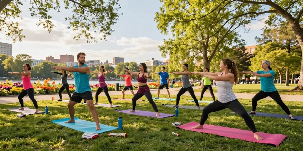 DRAGON222 inspiring group wellness exercise session in vibrant urban park